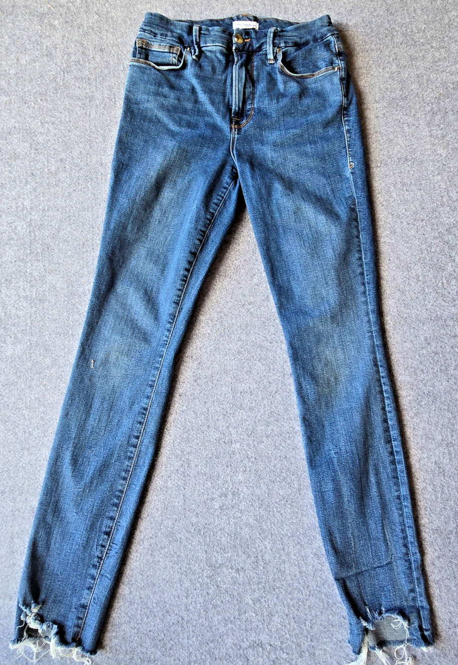 Good American Jeans Women's Blue Mid Rise Skinny Stretch Size 6/28 (25"x28")